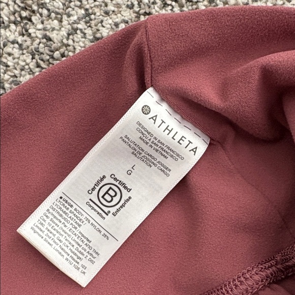 Athleta Womens Pants Pink Salutation Cargo Jogger Tawny Rose Pull On Comfy - Picture 5 of 7